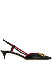 Valentino Garavani Black Leather VLogo Signature Slingback Pumps with Heel