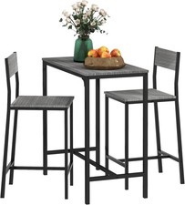 3 Piece Bar Table  Chairs Industrial Dining Table Set 2 Counter Height Kitchen