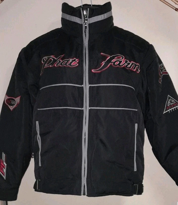 Vtg 90s 2000s Y2K PHAT FARM Down Biker Motorcycle Racer Puffer Snow Jacket nwt M