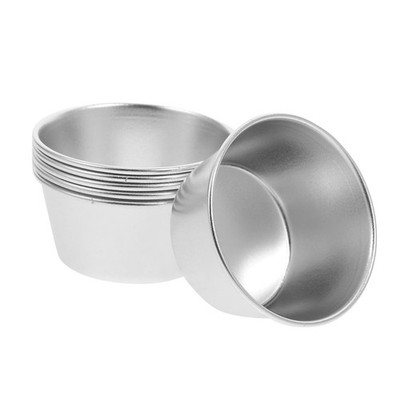 6Pcs Reusable Carbon Steel Baking Molds Pudding Cups Silver Non Stick Bakeware