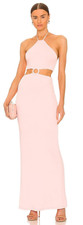 Alice + Olivia English Rose Pink Marguerite Cutout Jersey Halter Maxi Dress 12