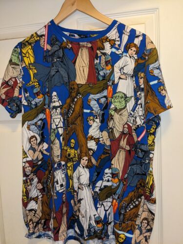 Cake Worthy Star Wars Men Shirt Sz XL Allover Print Luke Skywalker Han Solo R2D2