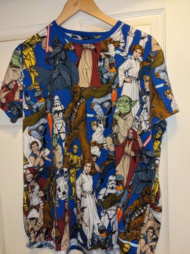 Chemise homme digne d'un gâteau Star Wars taille XL imprimé intégral Luke Skywalker Han Solo R2D2 - Photo 1 sur 3