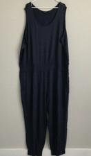 Susan Graver Weekend Regular Jersey Knit Jumpsuit - Navy Sz 3X a399692