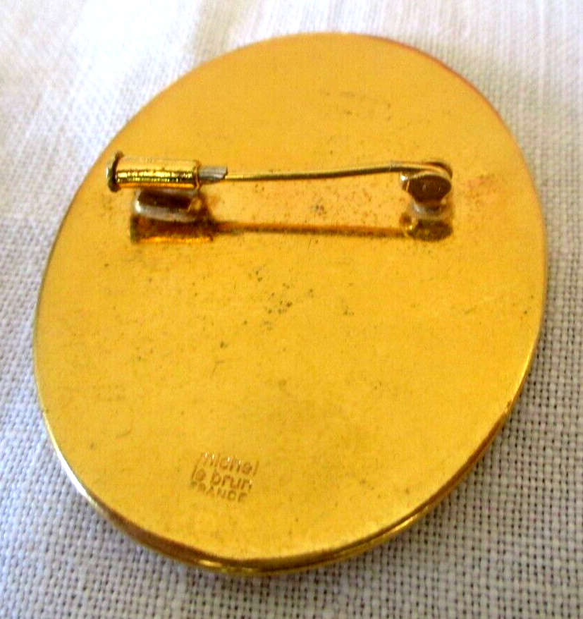 Broche Vintage Michel Le Brun Paris - Émail Noir Et Doré - Parfait état