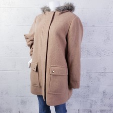 J Crew Factory Vail Wool Blend Faux Fur Hood Parka In Camel Tan Plus Size 20
