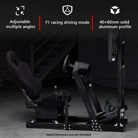 Dardoo Racing Sim Cockpit 4080Aluminum With Black Seat TV Stand Fit Thrustmaster