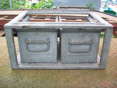 GROSSER STAPELBARER INDUSTRIELLER VERZINKTER RAHMEN PLUS 2 BOXEN LAGERSCHALEN MÜLLEIMER