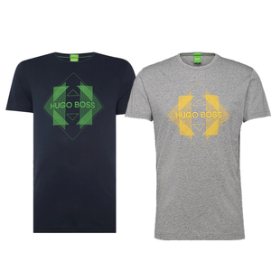 HUGO-BOSS-TEE-2-MENS-CREW-NECK-SHORT-SLEEVED-T-SHIRTS-NAVY-amp-GREY-GREEN-LABEL