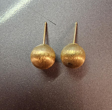 10K gold Stud Earrings Brushed Ball Hollow 0.86g - Tested- S83