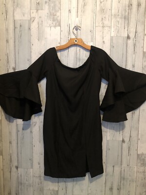 Venus Dress Size 10 Black Bell Sleeve Career Women s Round Neck