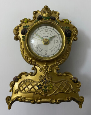 Vintage Dynamo Mantle Clock Gold Beautiful! SEE PHOTOS FOR PARTS/NOT WORKING!
