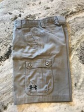 boys m under armour shorts gray cargo with bleach stains