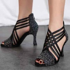 Latin Dance Shoes Women Wedding High Heel Waltz Square Sandals Fashion Boots