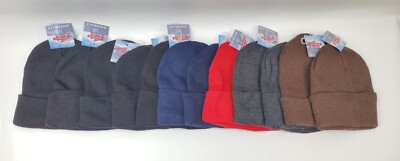 Winterlace 12 Pack Multicolored Winter Beanie Cuffed Skull Hats One Size 