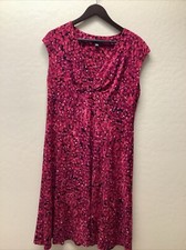 Chaps Sheath Dress Size XL Pink Black Floral Stretch Midi