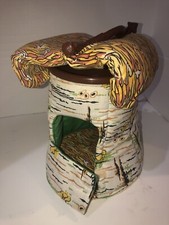 Vintage Fisher Price Woodsey Squirrel Family log wood tree store house woodsy