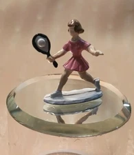 MINIATURE DOLLHOUSE  OR ROOM FIGURINE OF LADY PLAYING TENNIS 