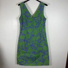 Boden Green Blue Sleeveless Floral Print Dress Size 6R