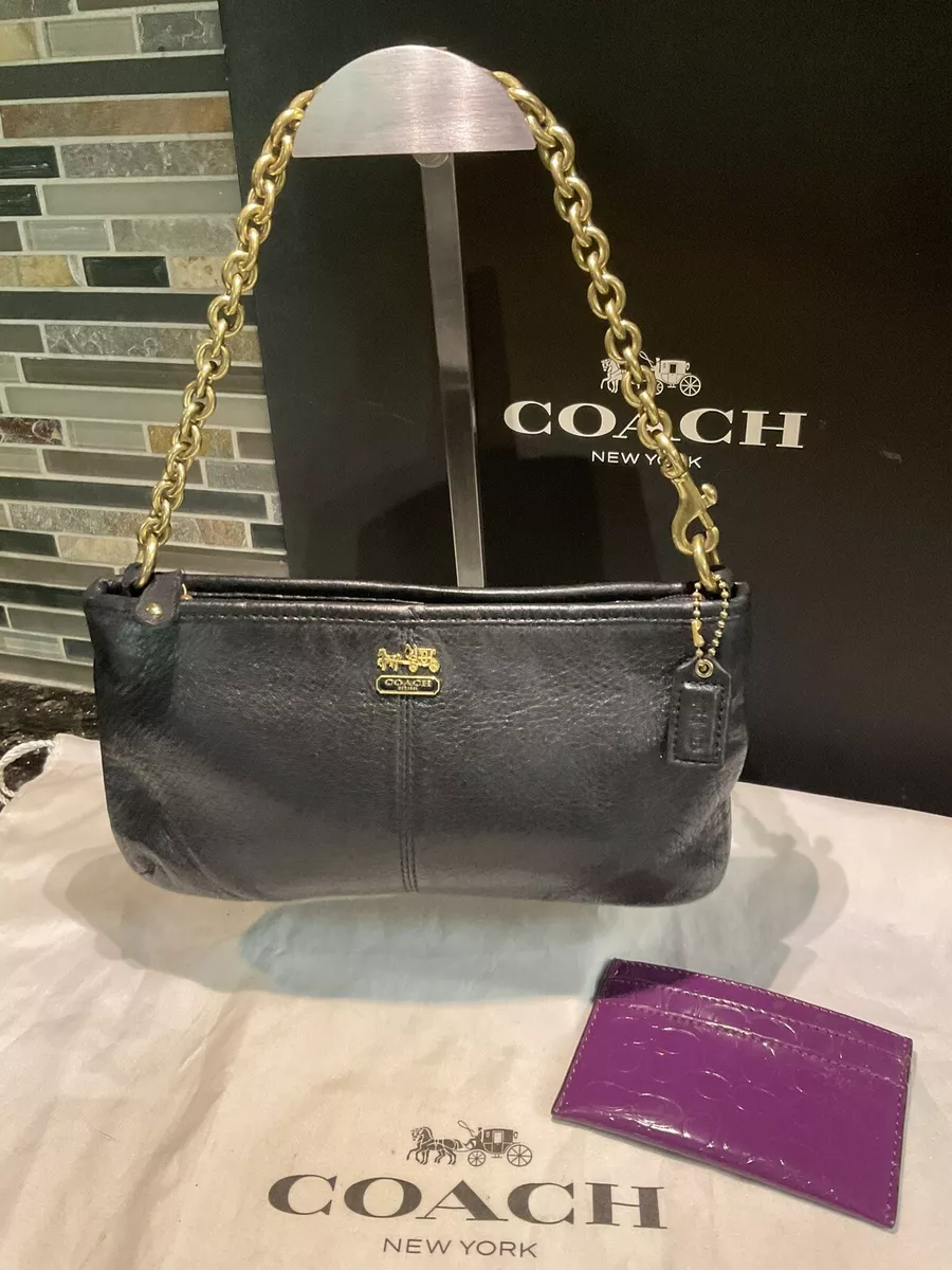 Coach, Bags, Coach Black Leather Clutch Gold Chain