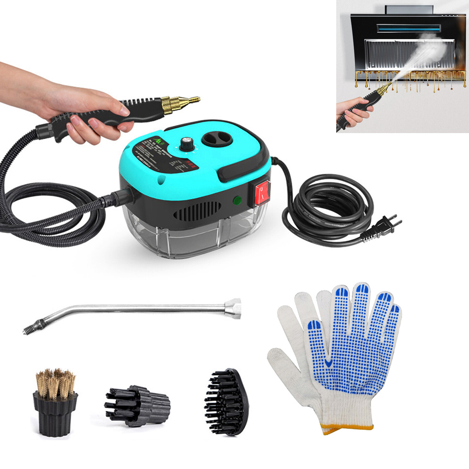 Handheld Pressurized Steam Cleaner 2500W for Couch Auto Floor Kitchen Home C7R4