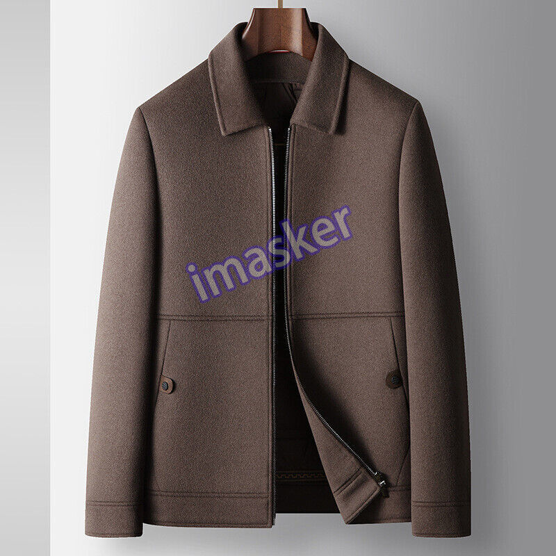 Men's Winter Motorcycle Wool Coat with Down Liner OL