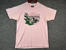 VTG Minnesota Single Stitch T Shirt Screen Stars Best 50/50 L Pink Made In USA