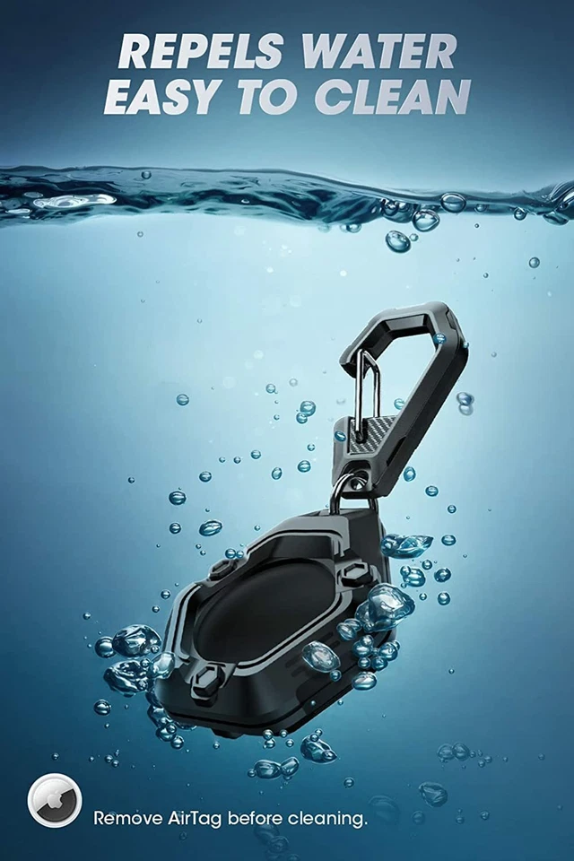 For Apple AirTag Unicorn Beetle PRO Rugged Shockproof Soft Keychain Case - Black - Image 3 of 4