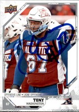 Tony Washington Signed 2019 Upper Deck CFL Football card Montreal Alouettes