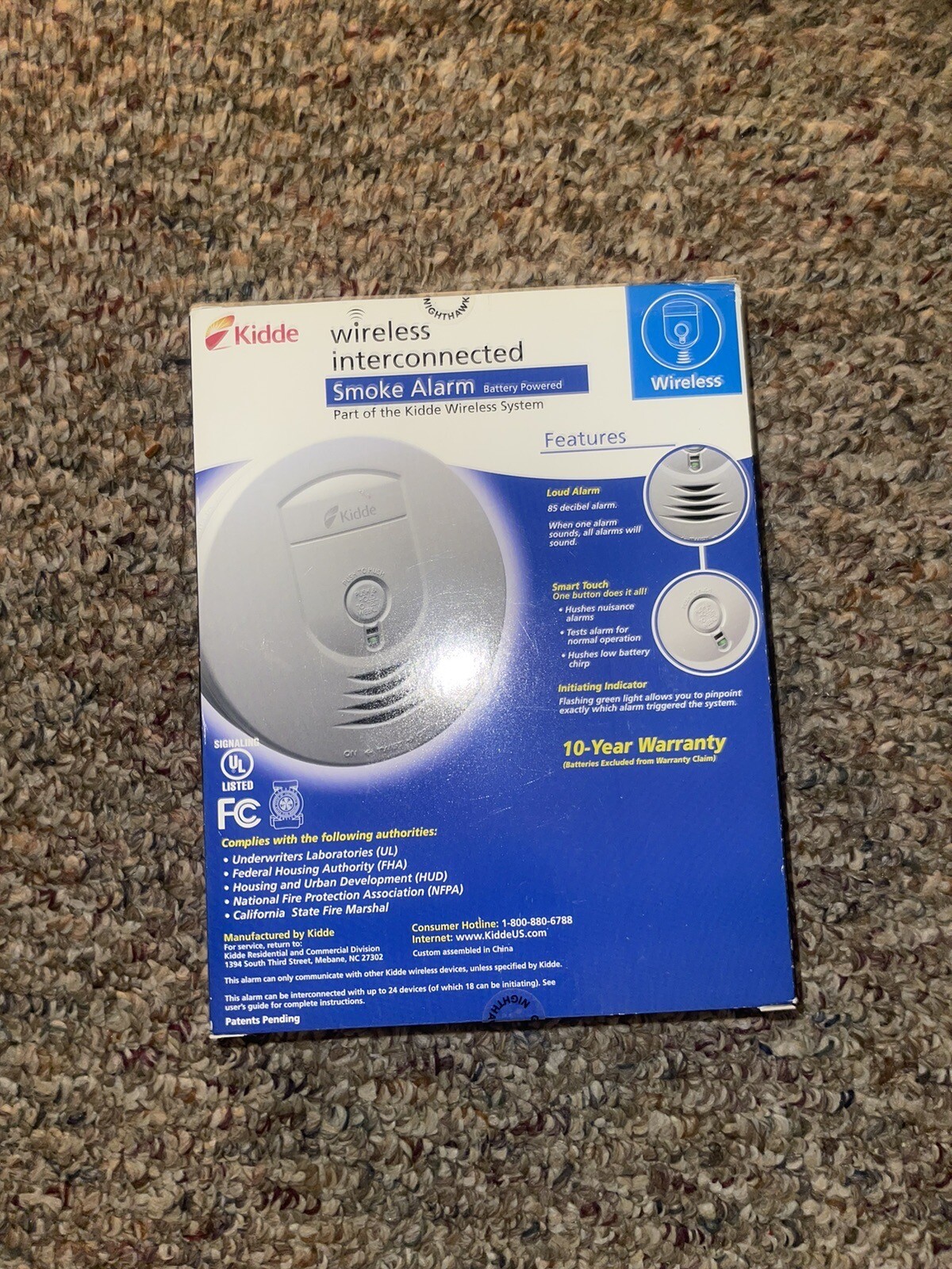 Kidde Battery Operated Smoke Detector Ionization Sensor Wire Free