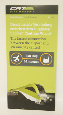 CAT City Airport Train German Fares & Timetable Airport Vienna Travel Ephemera