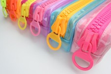 NEW Colorful Chunky Zipper Pencil Pouch, Make-up Case, Storage    