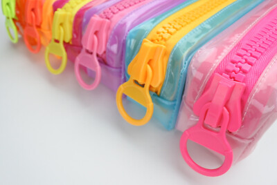 NEW Colorful Chunky Zipper Pencil Pouch, Make-up Case, Storage    