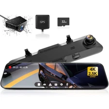 WOLFBOX G900 Mirror Camera Dash Cam 4K Front and Rear cam With Free SD Card