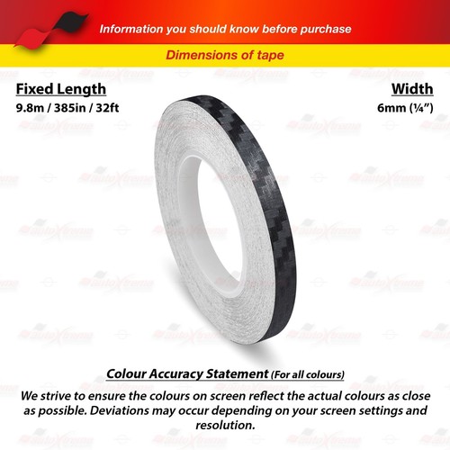 1/4" Vinyl Pinstriping Pin Stripe Styling Tape Sticker 6mm CARBON FIBER BLACK - Picture 2 of 12