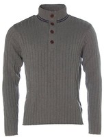 Kitaro Herren Troyer Pullover Strick Knopfleiste Rippenstrick Grau L J270