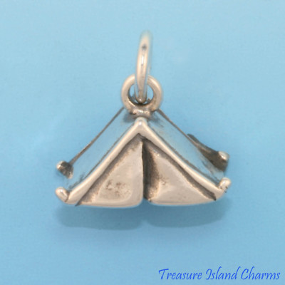 Camping Tent Outdoors Camp Nature 3D 925 Sterling Silver Charm MADE IN USA