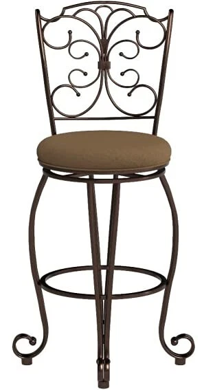 Linon Gathered Back Swivel Bar Stool 30", Bronze/Light Carmel - Image 2 of 4