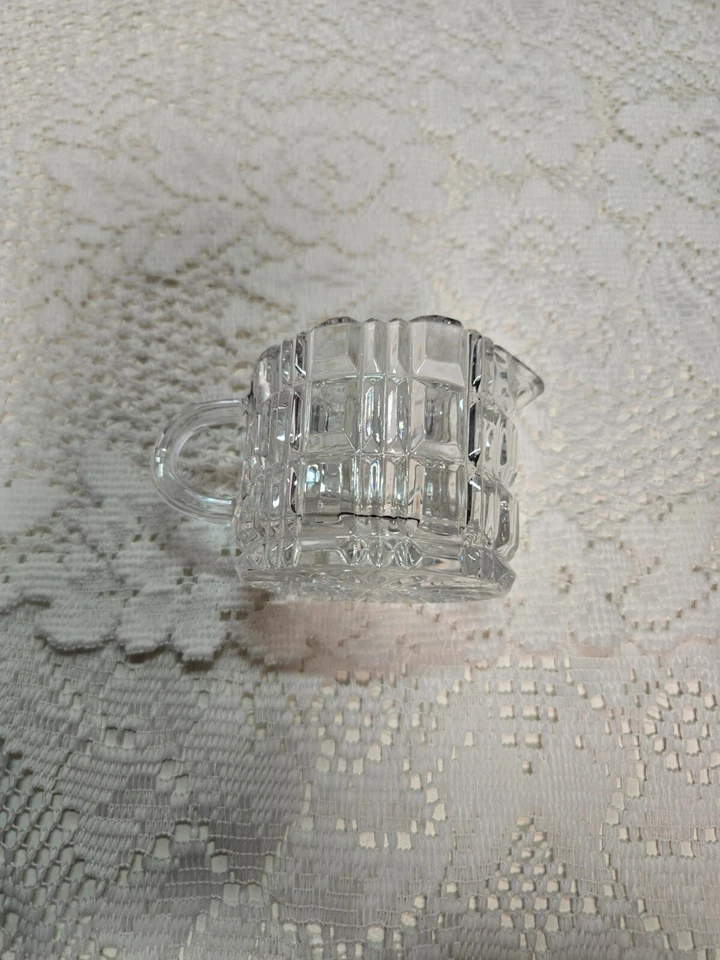 Винтажный свинец кристалл сливочник блок узор стекла сделано в Польше         - Изображение 2 из 4