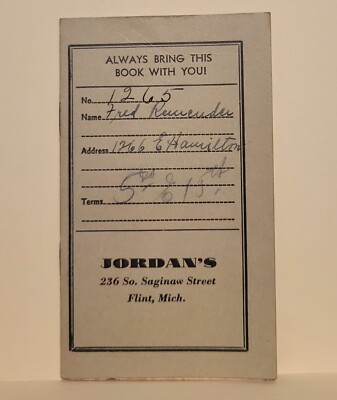 FLINT MI 1936 JORDAN'S Sales Account Charge Book Men's Clothing Suit & Hat 