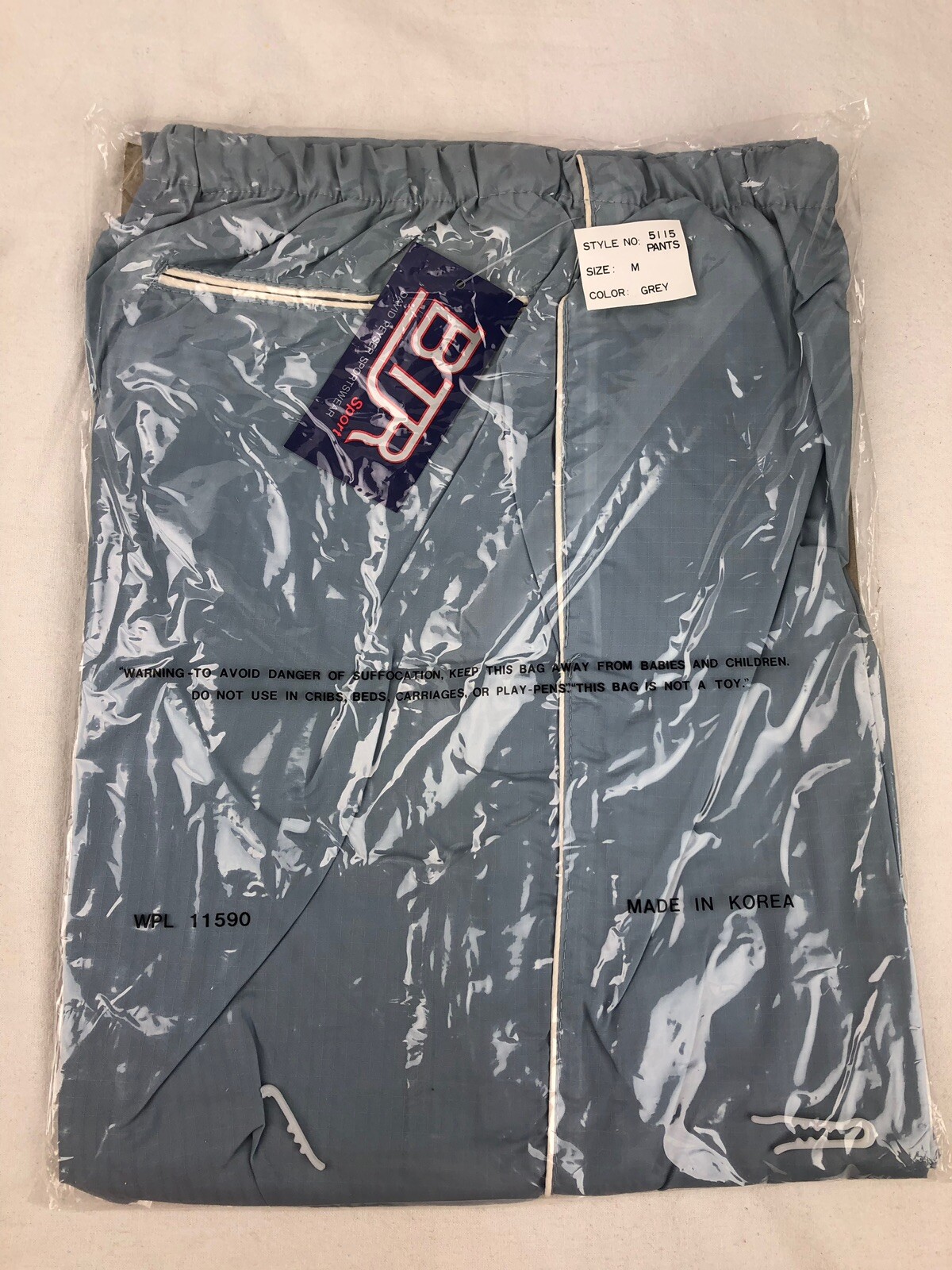 Vintage Wind Suit David Peyser Sportswear BTR Medium Gray NOS Pants