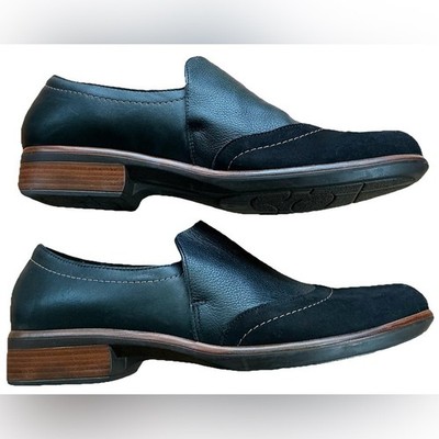 Naot Black Leather Suede Loafers Comfort Shoes Travel Ready Work Style