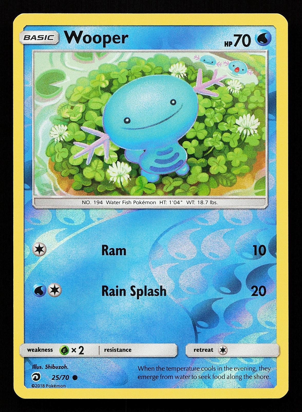 Wooper 25/70 Reverse Holo Common Dragon Majesty Pokemon Card