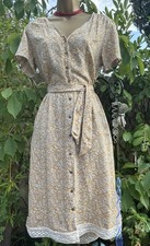 Fat Face Viscose Lace Trim Belted A Line Dress Uk 10 Pockets . Ivory Marigold