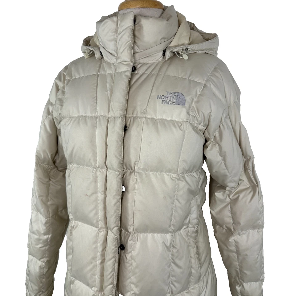 The North Face 600 Down Hooded Cream Downtown Parka Puffer Jacket Women's Sz M - Image 2 of 4