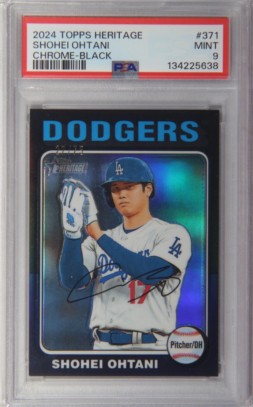2024 Topps Chrome Heritage Black Refractor /75 Shohei Ohtani PSA 9