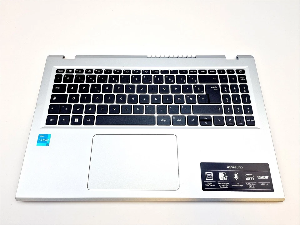 Acer Aspire 3 (A315-510P) Topcase Originale Con Tastiera Francese AZERTY Argento - Immagine 3 di 4