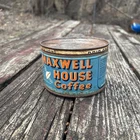 Maxwell House Coffee Vintage Advertising Tin 1940s Rustic Farmhouse Decor Prop