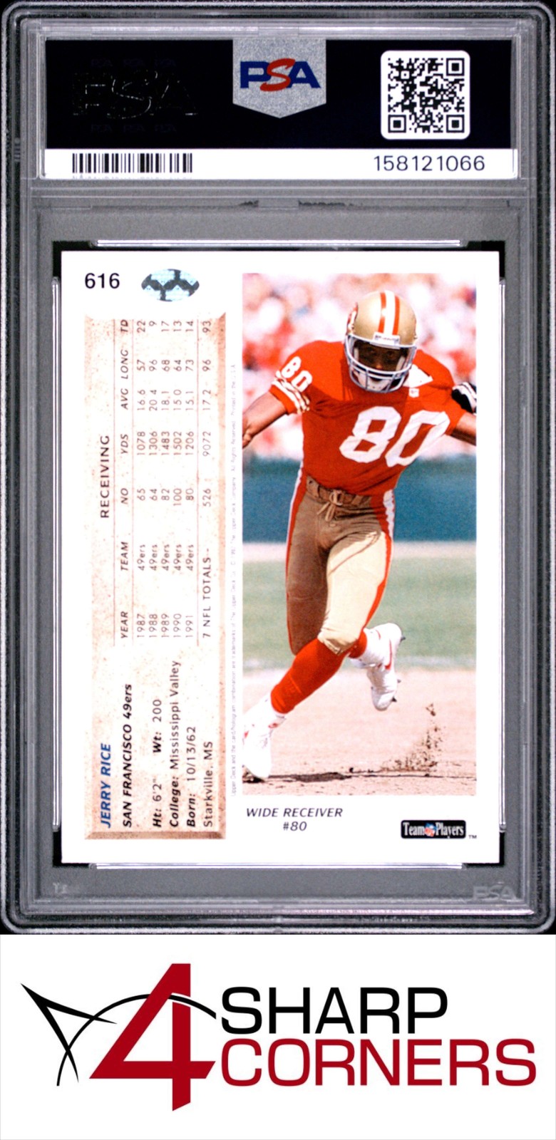 1992 UPPER DECK #616 JERRY RICE 49ERS HOF PSA 10 view 2