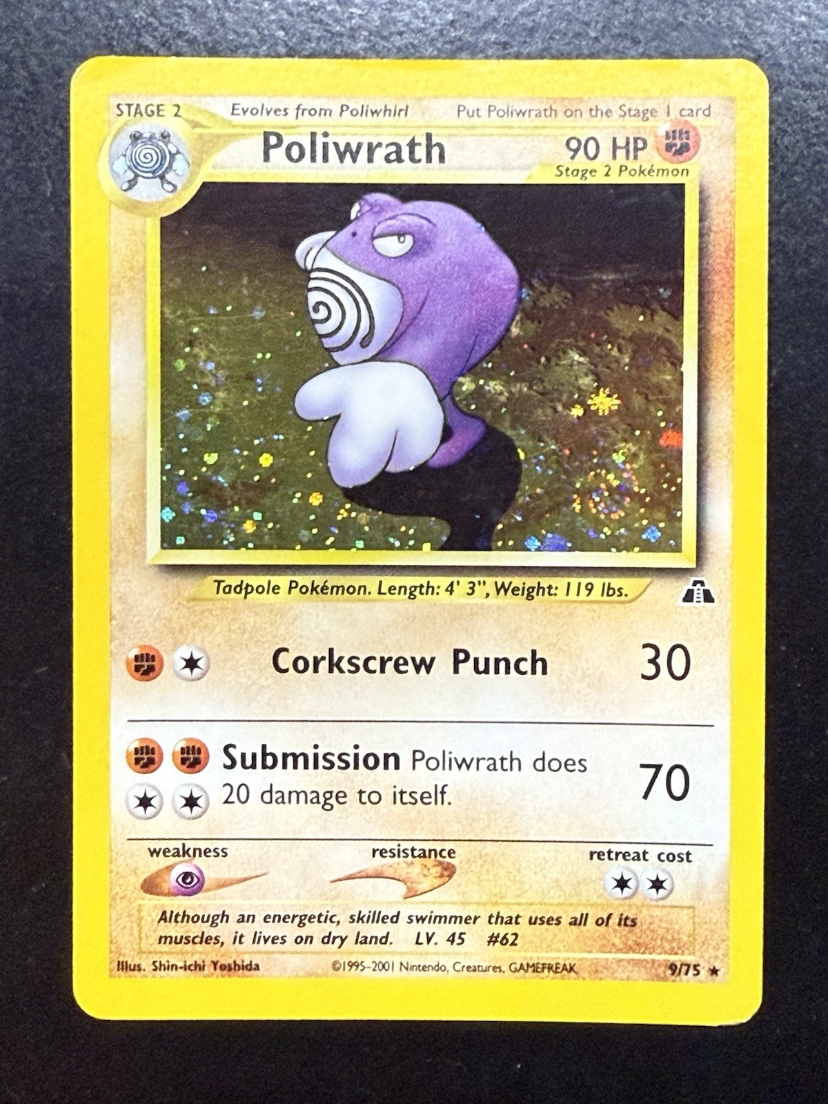 Poliwrath 9/75 Holo Rare  Neo Discovery Pokemon Card - DMG